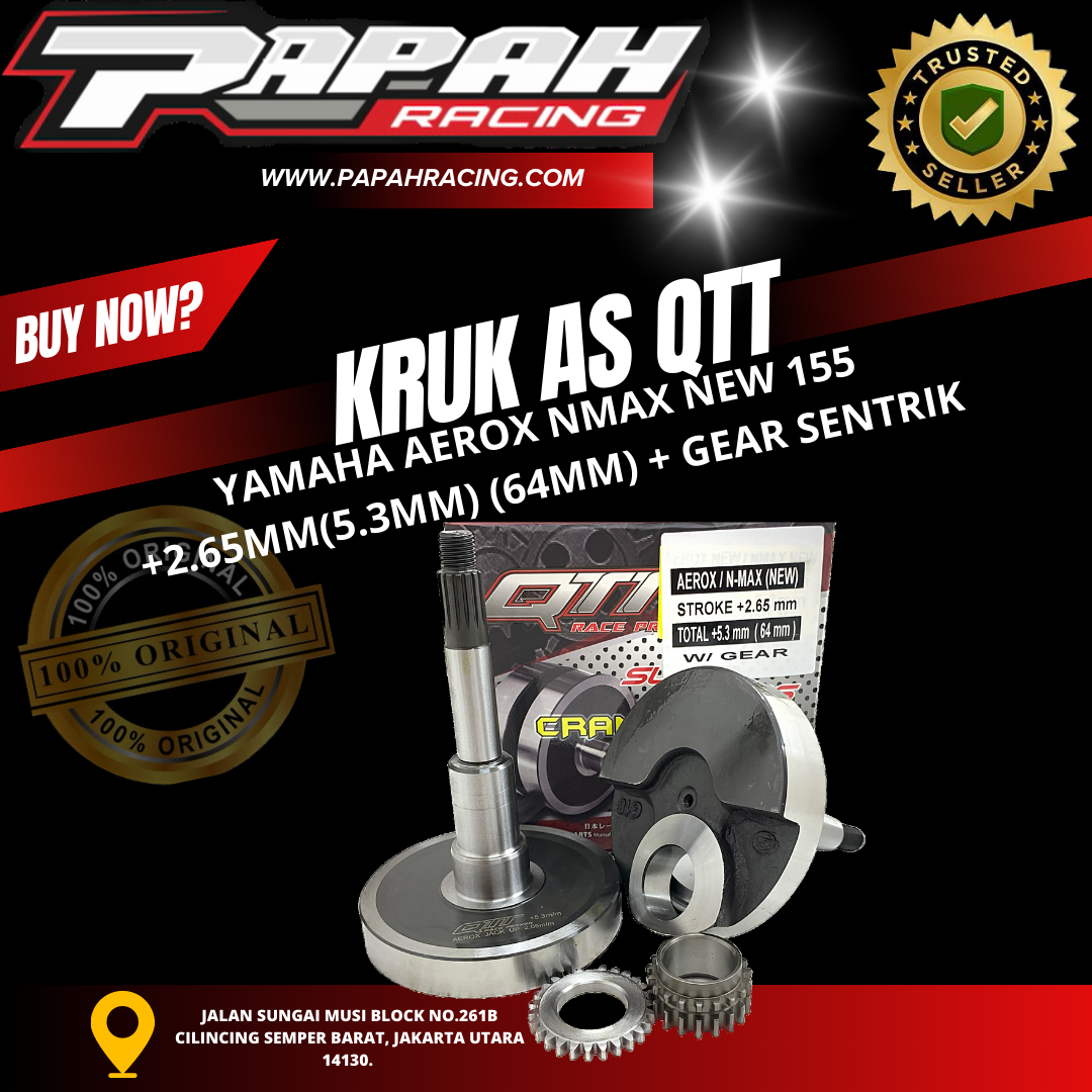 KRUK AS QTT YAMAHA AEROX NMAX NEW 155 +2.65MM(5.3MM) (64MM) + GEAR SENTRIK